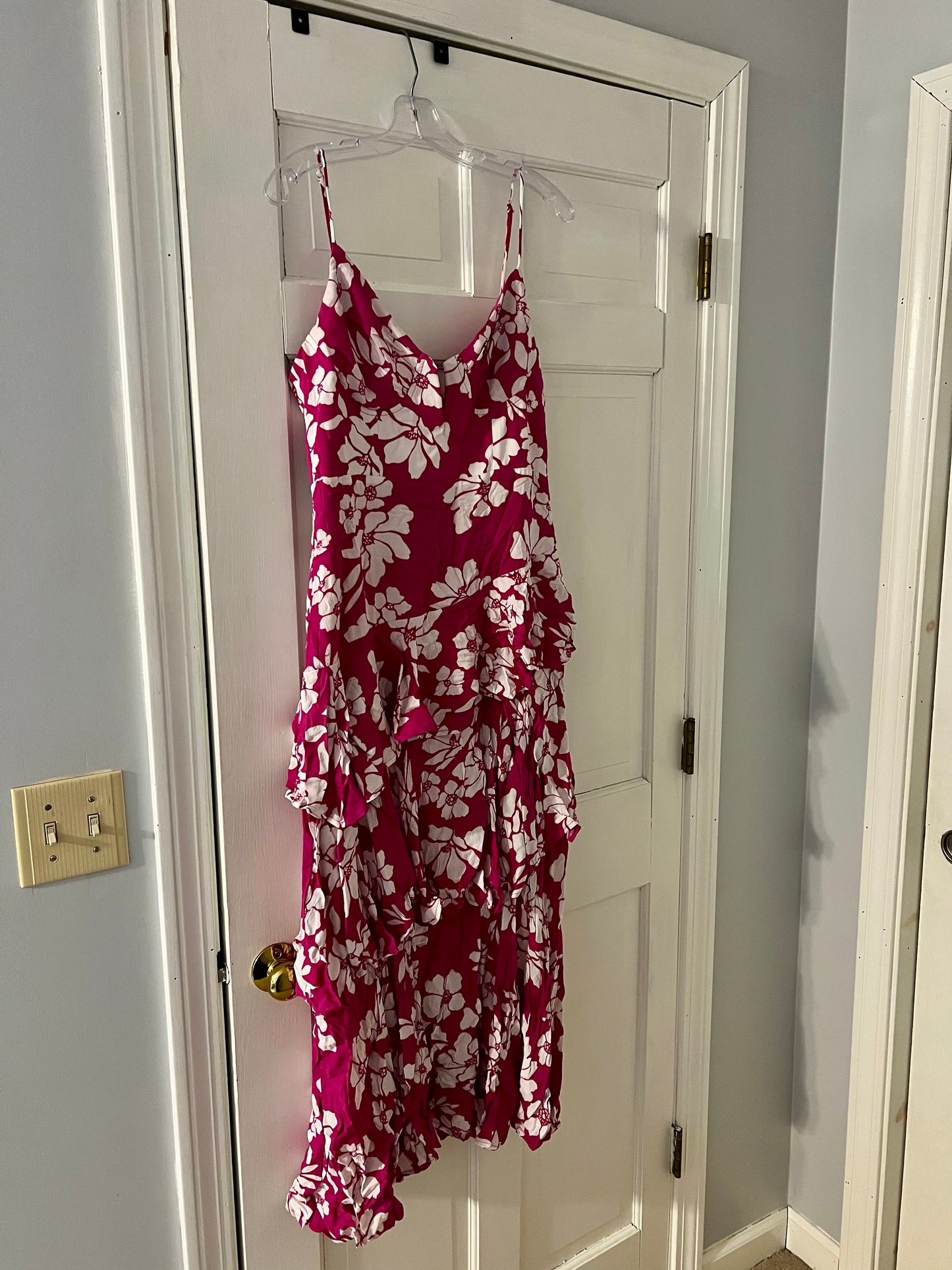 Pink and White Floral dress (L)